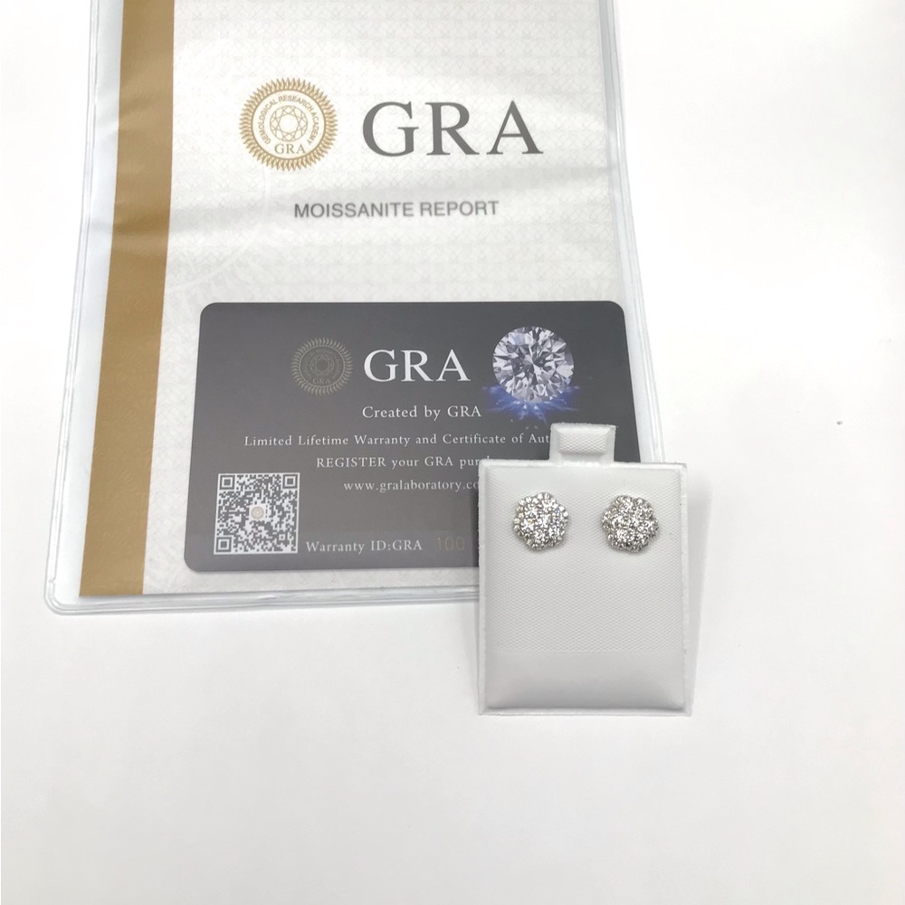 Elegant 925 Sterling Silver 1.10CT MOISSANITE Floral Stud screw back Earrings - Picture 10 of 11